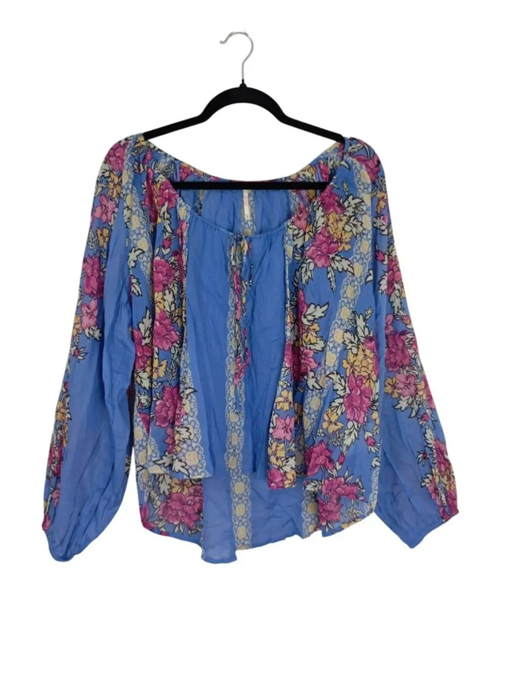 Free People Floral Boho Blouse Womens S 100% Cotton Lightweight & Flowing Design - Picture 2 of 11